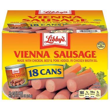 LIBBYS YELLOW VIENNA SAUSAGE 4.6oz/18ct/CS