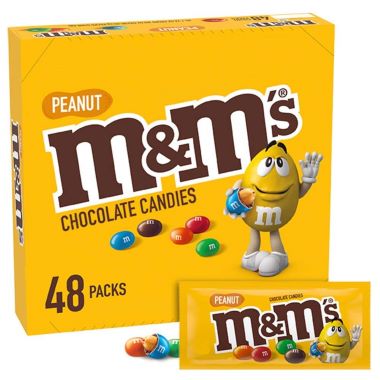 M&M'S Peanut Milk Chocolate Candy Bulk Pack, 1.74 oz., 48 ct Box