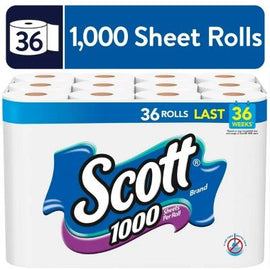 SCOTT TOILET PAPER 1000 SHEETS x 36ct