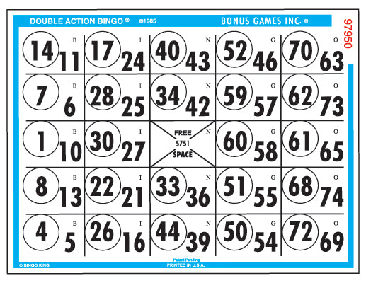 BINGO PAPER DOUBLE ACTION